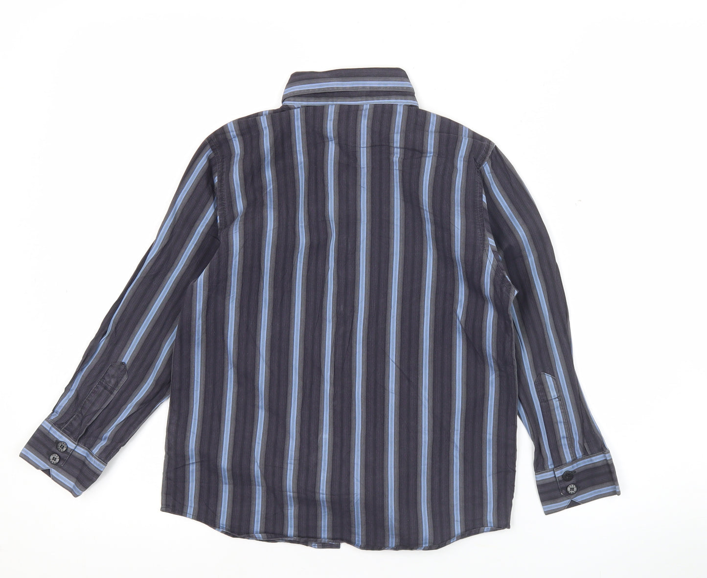 Next Boys Blue Striped Button-Up Long Sleeve Shirt 6 Years Cotton