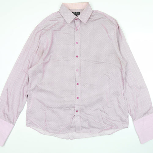 Jeff Banks Men’s Pink Striped Long Sleeve Cotton Button-Up Shirt Size 17