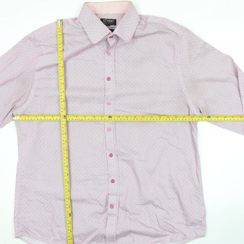 Jeff Banks Men’s Pink Striped Long Sleeve Cotton Button-Up Shirt Size 17