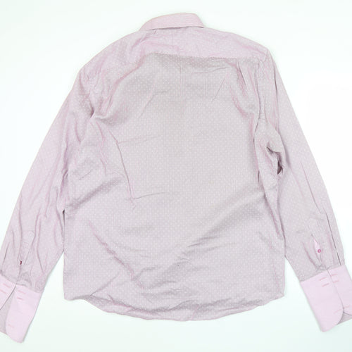 Jeff Banks Men’s Pink Striped Long Sleeve Cotton Button-Up Shirt Size 17