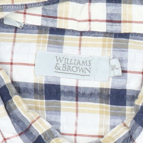 Williams & Brown Men's XL Multicoloured Plaid Short Sleeve Cotton Shirt