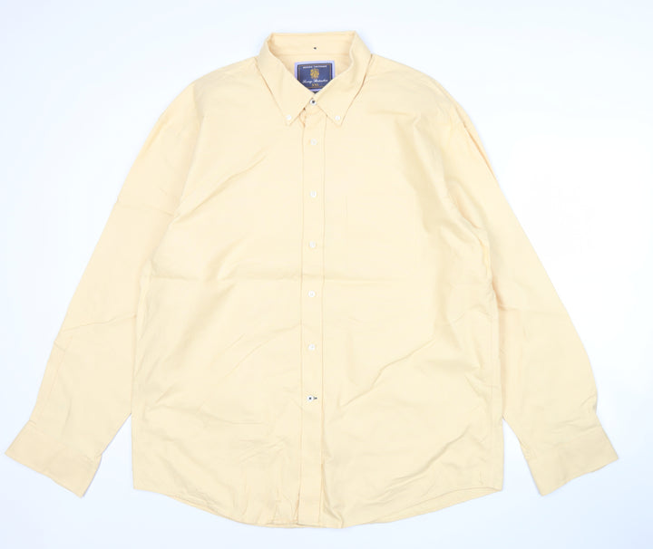 Brook Taverner Men’s Beige 2XL Button-Up Cotton Shirt Long Sleeve