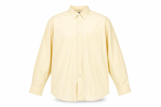 Front view of Brook Taverner Men’s Beige 2XL Button-Up Cotton Shirt Long Sleeve