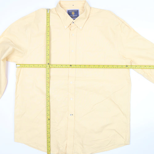 Brook Taverner Men’s Beige 2XL Button-Up Cotton Shirt Long Sleeve