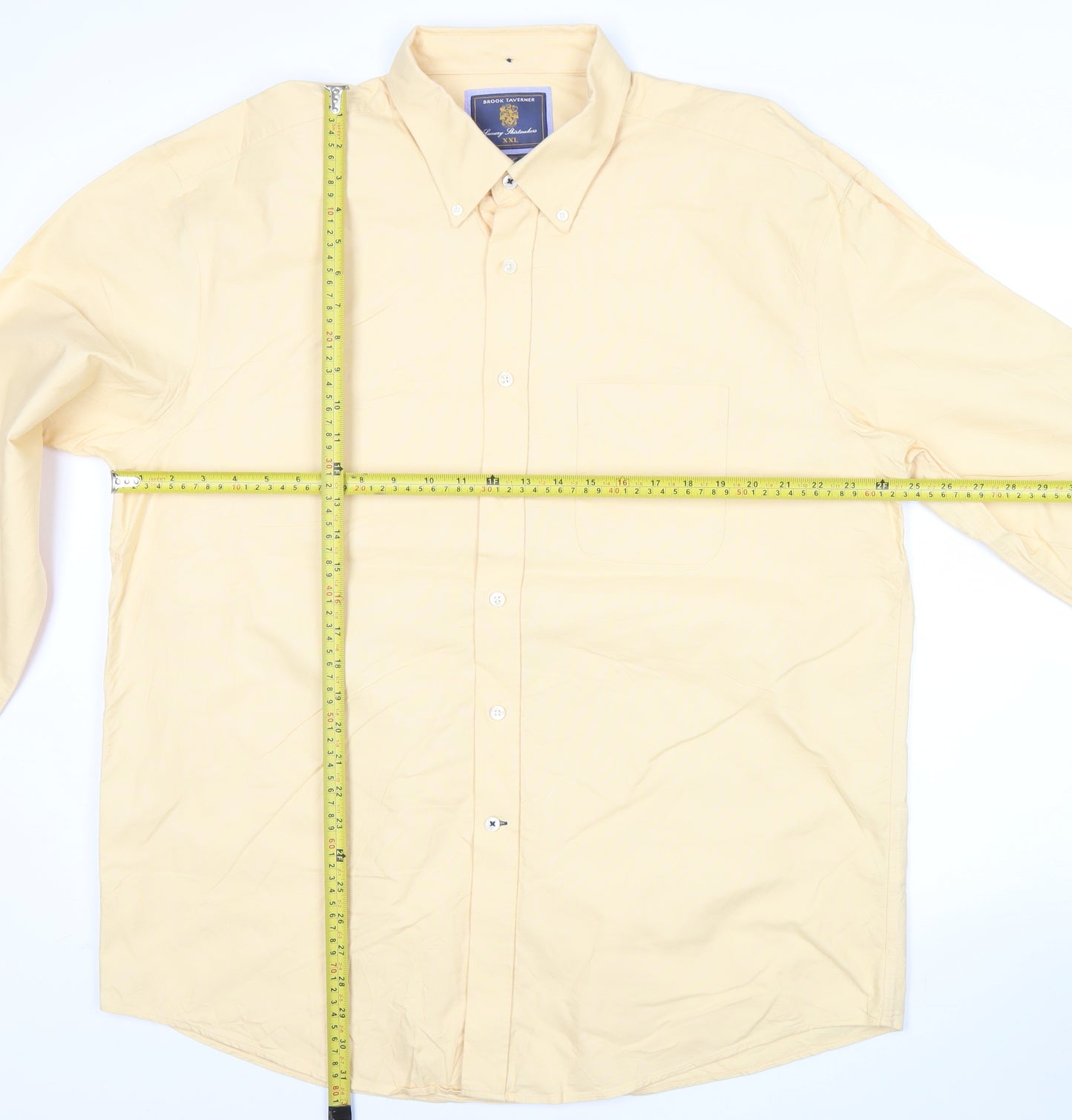 Brook Taverner Men’s Beige 2XL Button-Up Cotton Shirt Long Sleeve