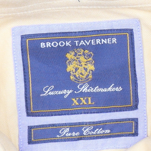 Brook Taverner Men’s Beige 2XL Button-Up Cotton Shirt Long Sleeve