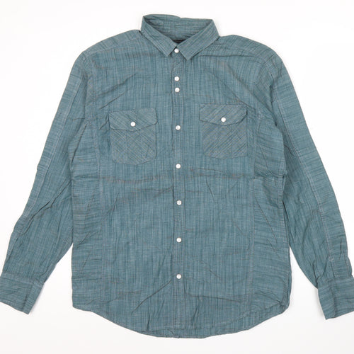 INC International Concepts Men's Green Medium Button-Up Cotton Shirt