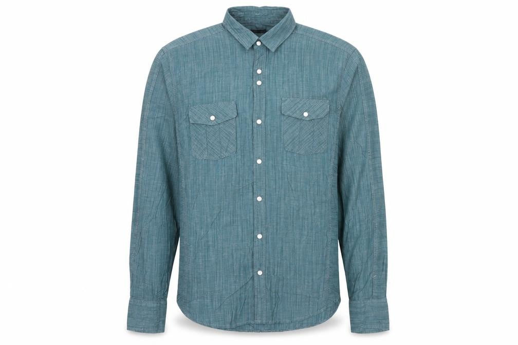 Front view of INC International Concepts Men's Green Medium Button-Up Cotton Shirt