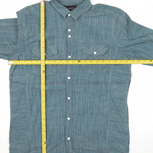 INC International Concepts Men's Green Medium Button-Up Cotton Shirt