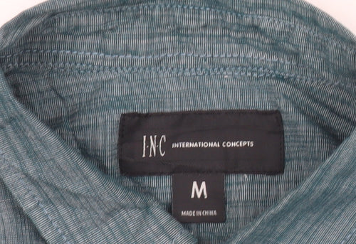 INC International Concepts Men's Green Medium Button-Up Cotton Shirt