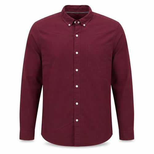 Topman Mens Red Slim Fit Button-Up Shirt L Long Sleeve Cotton