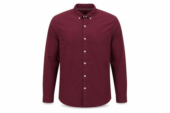 Topman Mens Red Slim Fit Button-Up Shirt L Long Sleeve Cotton