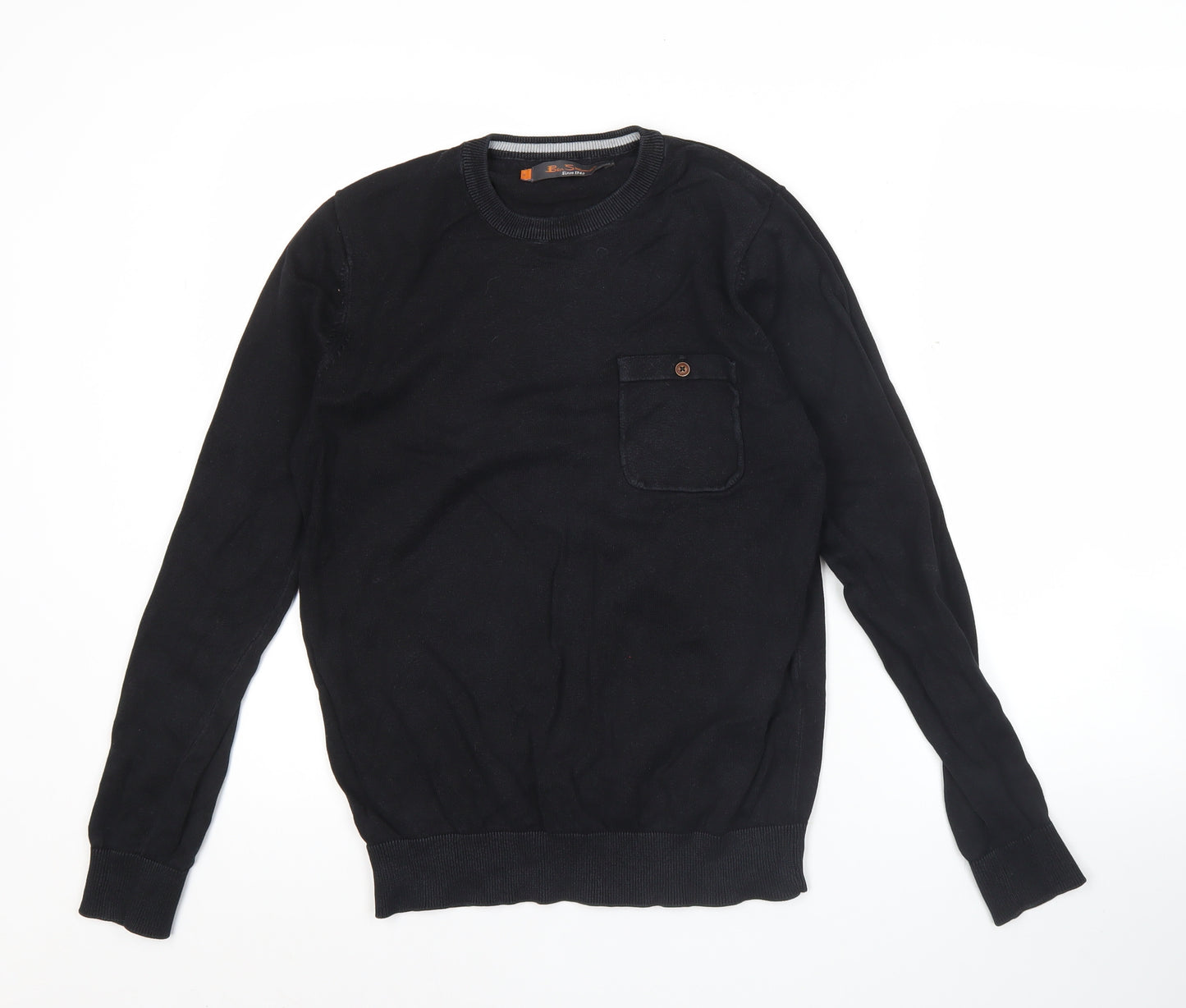 Ben Sherman Men’s Black Cotton Crew Neck Jumper Size S