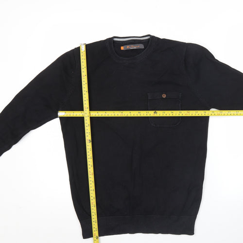 Ben Sherman Men’s Black Cotton Crew Neck Jumper Size S