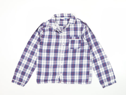 John Lewis Boys Blue Check Cotton Pyjama Top 11 Years Long Sleeve Button