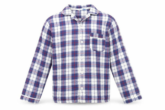 John Lewis Boys Blue Check Cotton Pyjama Top 11 Years Long Sleeve Button