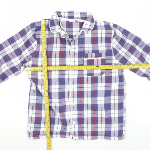 John Lewis Boys Blue Check Cotton Pyjama Top 11 Years Long Sleeve Button