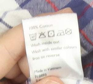 John Lewis Boys Blue Check Cotton Pyjama Top 11 Years Long Sleeve Button