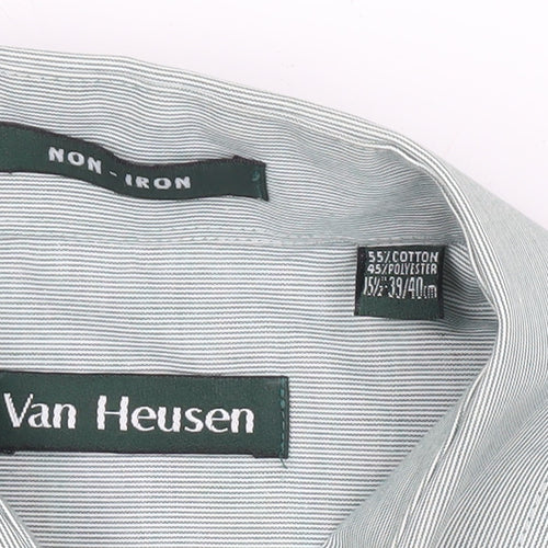 Van Heusen Men’s Green 15.5in Long Sleeve Button-Up Shirt