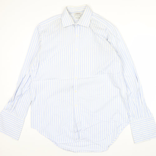 T.M. Lewin Men’s Blue Striped Regular Fit Cotton Dress Shirt 16.5in