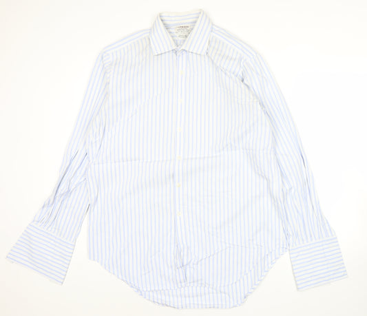 T.M. Lewin Men’s Blue Striped Regular Fit Cotton Dress Shirt 16.5in