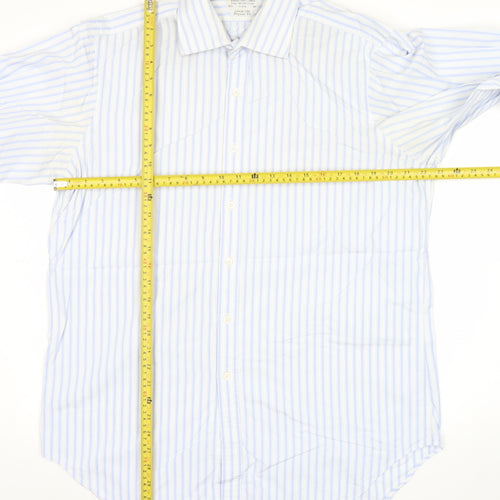 T.M. Lewin Men’s Blue Striped Regular Fit Cotton Dress Shirt 16.5in