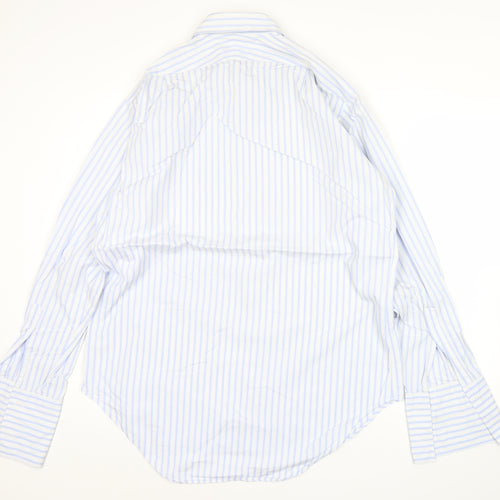 T.M. Lewin Men’s Blue Striped Regular Fit Cotton Dress Shirt 16.5in