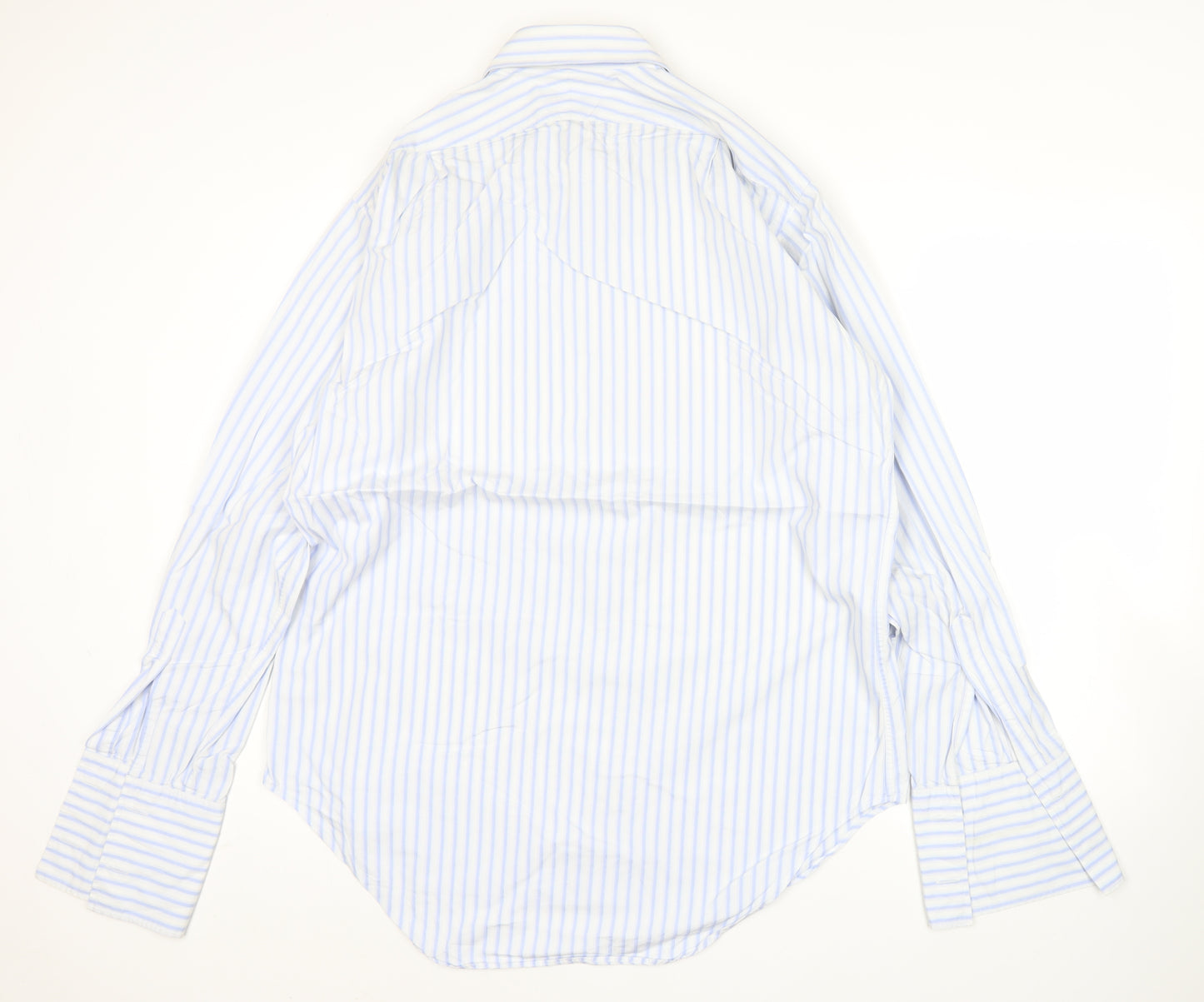 T.M. Lewin Men’s Blue Striped Regular Fit Cotton Dress Shirt 16.5in