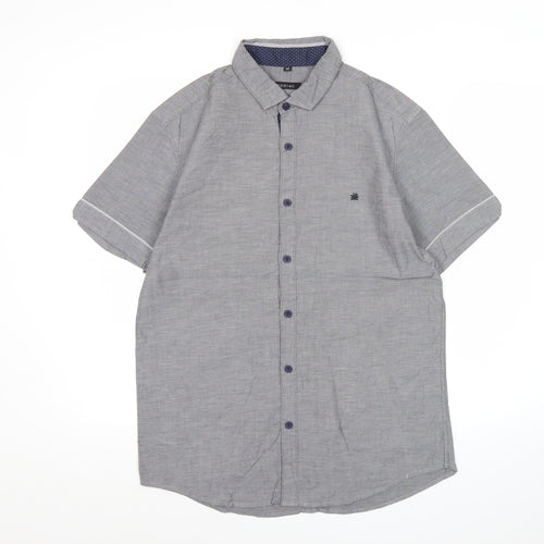 Zodiac Men's Grey Cotton Short Sleeve Button-Up Shirt M