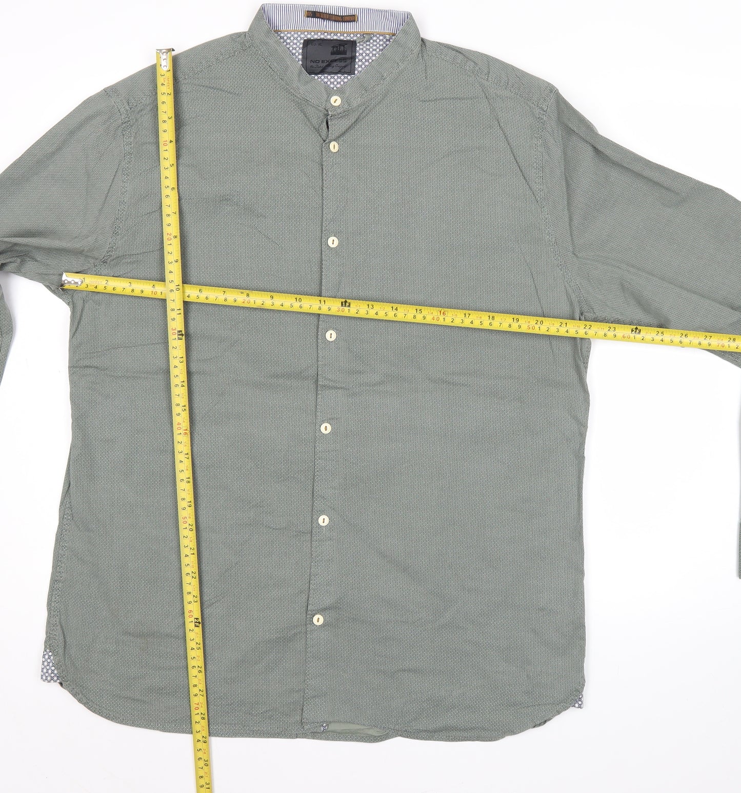 No Excess Men's Green XL Long Sleeve Button-Up Casual Shirt