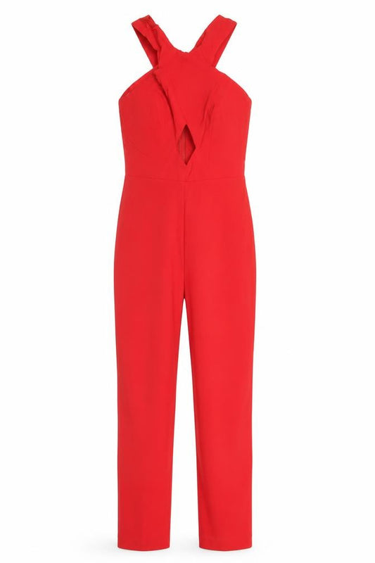 Front view of ASOS Women’s Red, size UK 6 Slim, Fit V-Neck Sleeveless Jumpsuit
