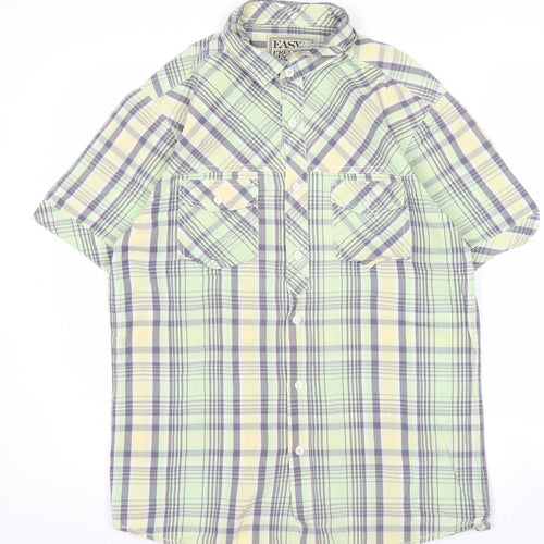 Easy Premium Vintage Men’s Green Plaid Short Sleeve Shirt S