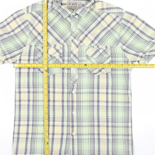 Easy Premium Vintage Men’s Green Plaid Short Sleeve Shirt S