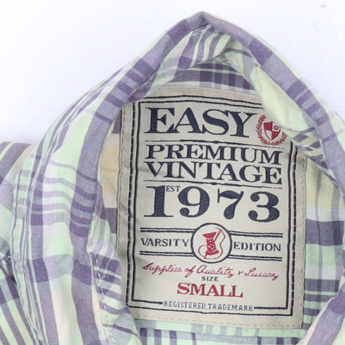 Easy Premium Vintage Men’s Green Plaid Short Sleeve Shirt S