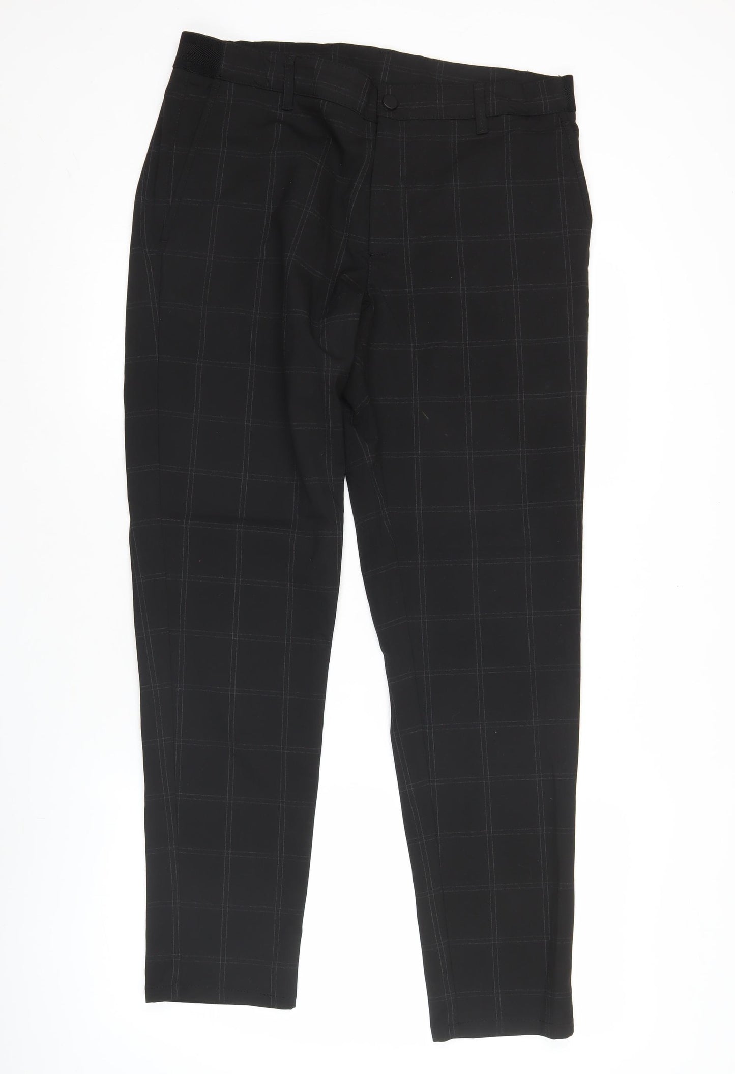 Zara Men's Black Check Slim Fit Chino Trousers Size L 32W