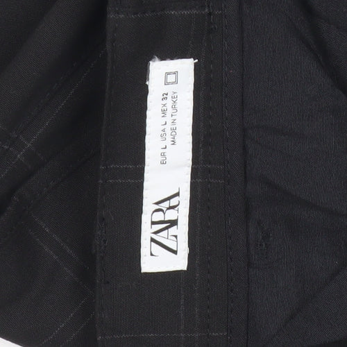 Zara Men's Black Check Slim Fit Chino Trousers Size L 32W