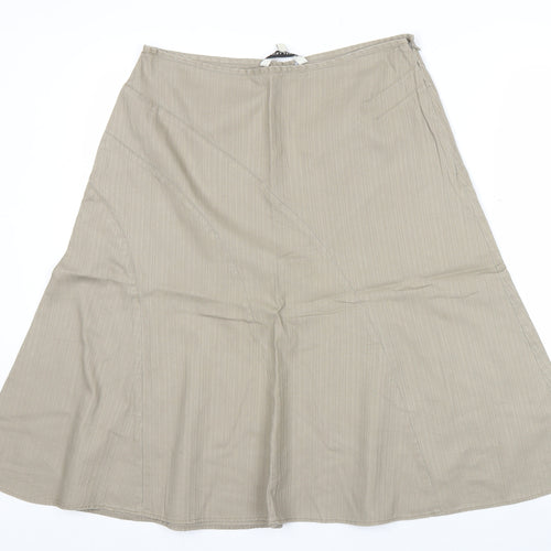 Laura Ashley Women Beige Cotton A-Line Midi Skirt UK 12