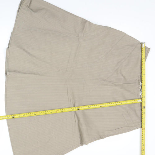 Laura Ashley Women Beige Cotton A-Line Midi Skirt UK 12