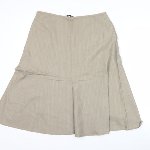 Laura Ashley Women Beige Cotton A-Line Midi Skirt UK 12