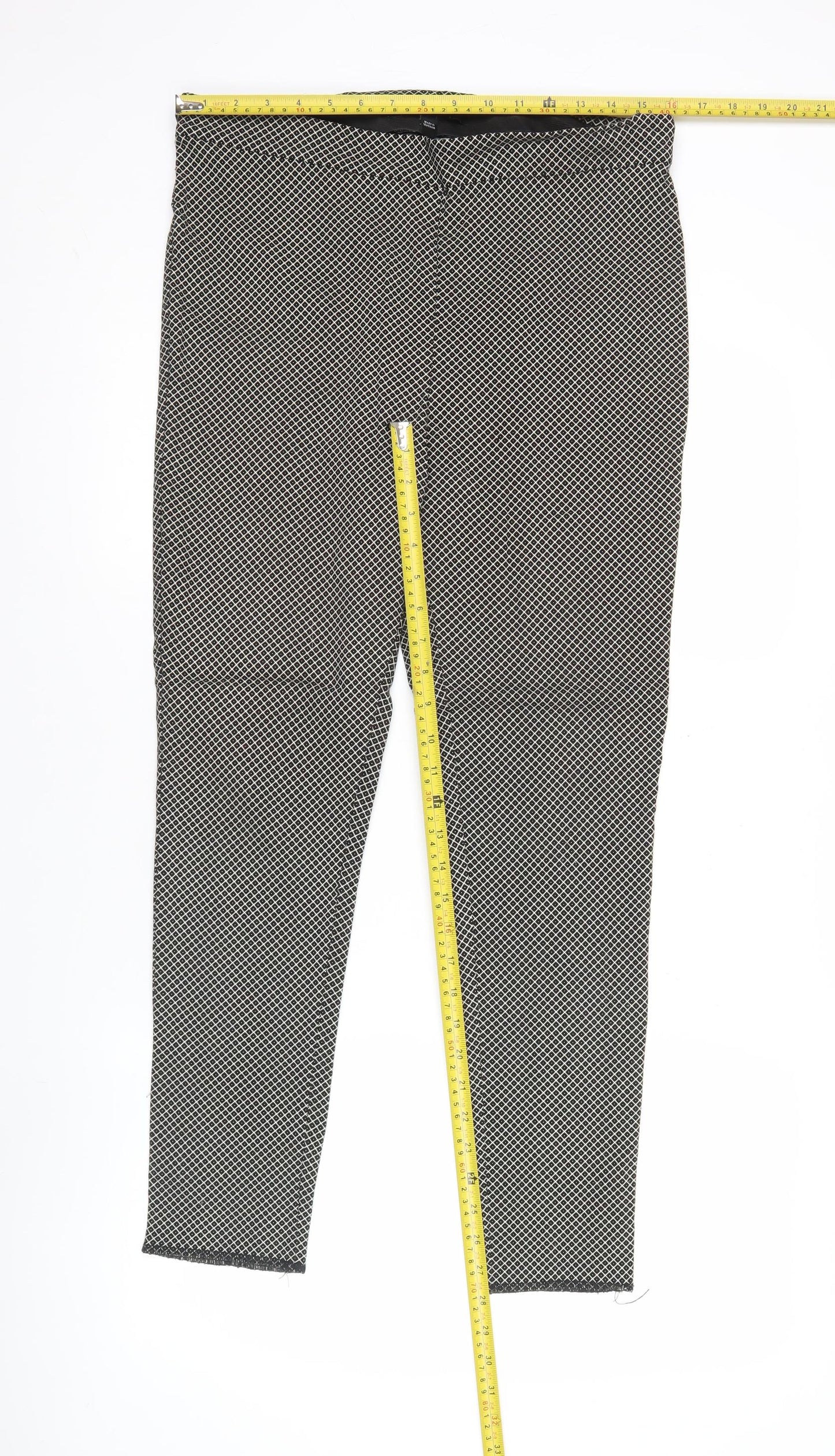 Dorothy Perkins Women Black Geometric Slim Leggings Size 16