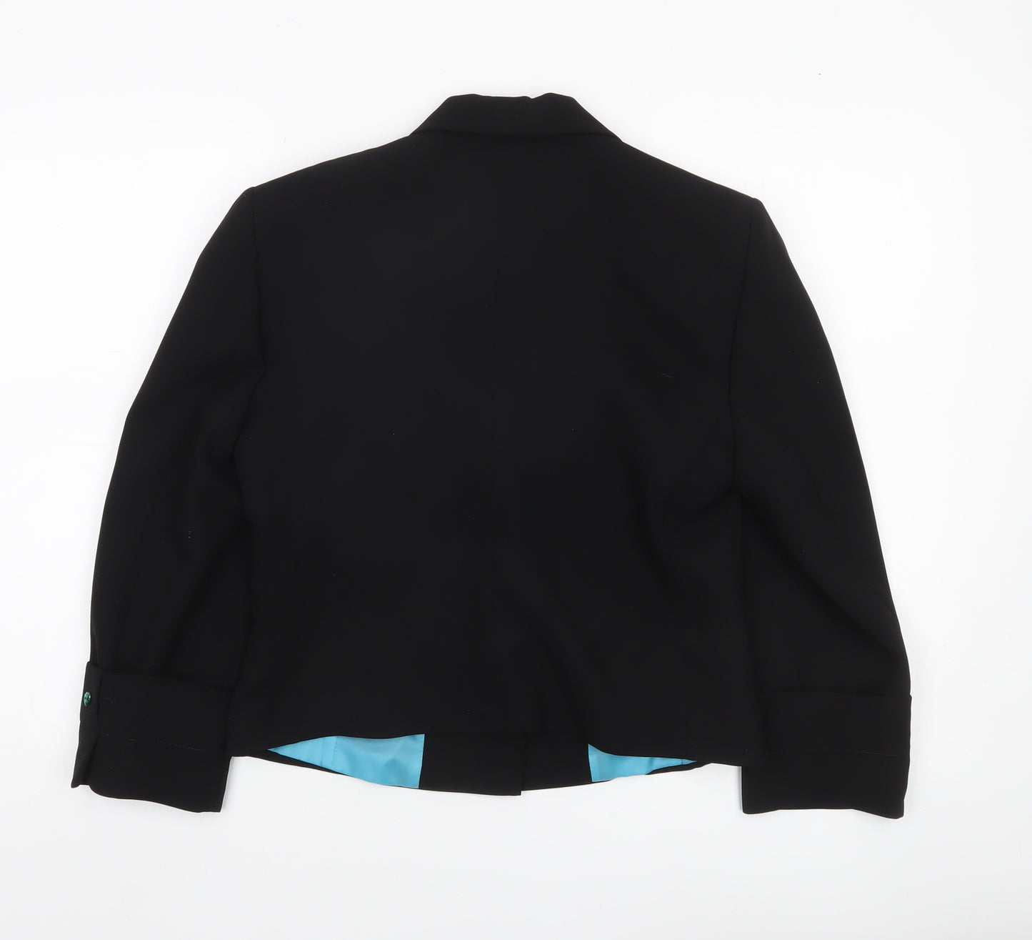 Wish Women’s Black Cropped Blazer Jacket Size 12 Tailored One-Button