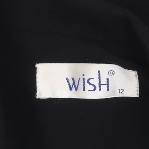 Wish Women’s Black Cropped Blazer Jacket Size 12 Tailored One-Button