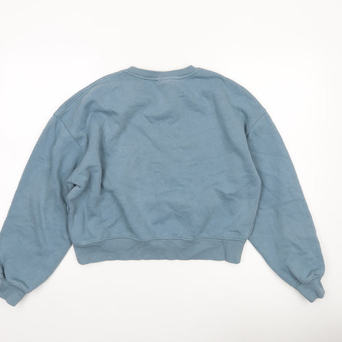 Pull&Bear Women’s Blue Small Crew Neck Cotton Blend Sweatshirt