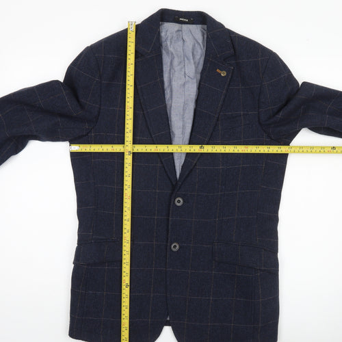 Mexx Men’s Blue Checked Slim Fit Wool Blend Blazer Jacket Size 38