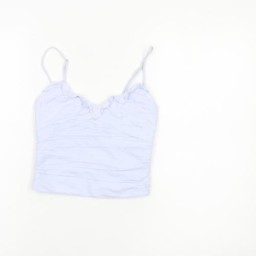 Zara Womens Blue XS Camisole Spaghetti Strap Cotton Tank Top