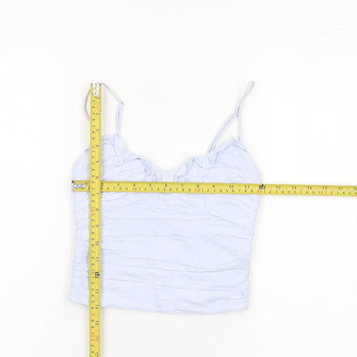 Zara Womens Blue XS Camisole Spaghetti Strap Cotton Tank Top