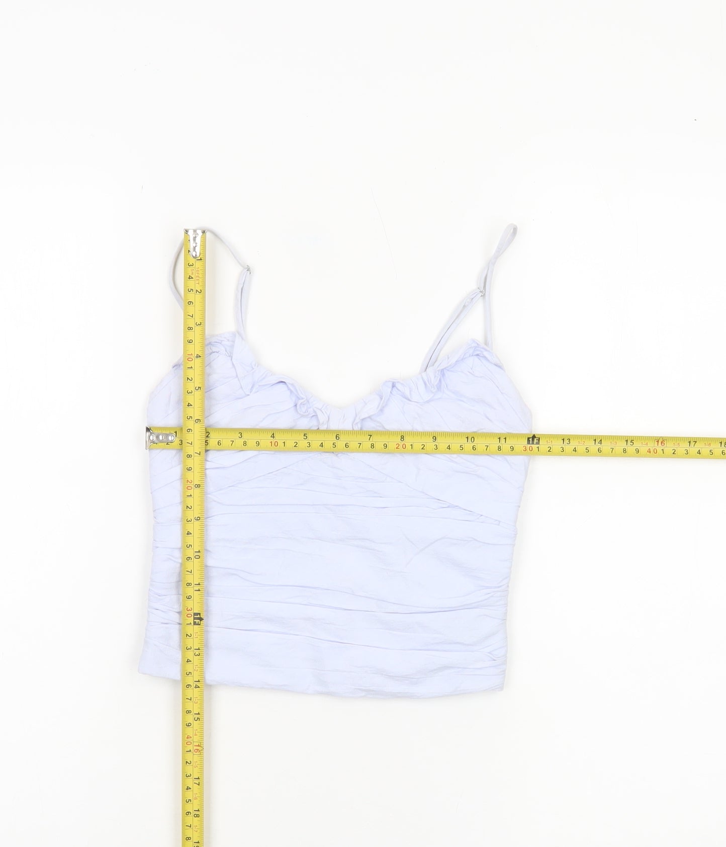 Zara Womens Blue XS Camisole Spaghetti Strap Cotton Tank Top