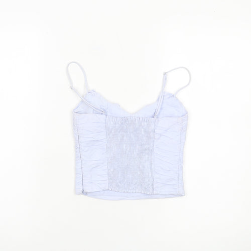 Zara Womens Blue XS Camisole Spaghetti Strap Cotton Tank Top