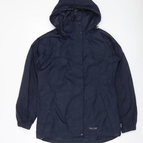 Regatta Womens Blue Size 8 Waterproof Hooded Rain Coat Jacket