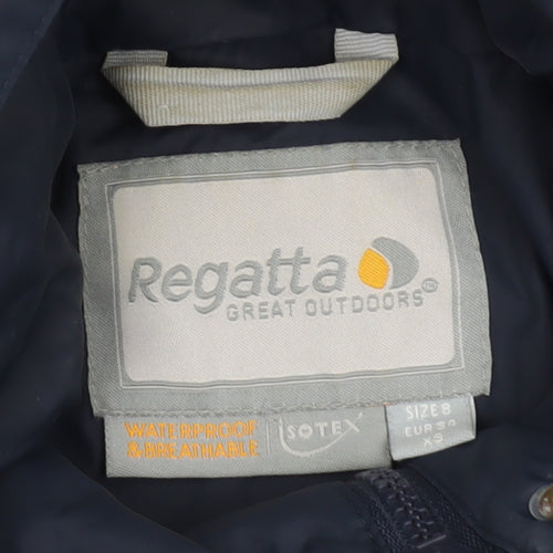 Regatta Womens Blue Size 8 Waterproof Hooded Rain Coat Jacket